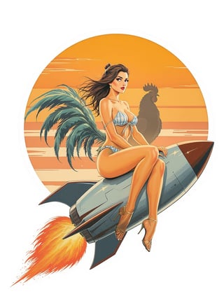 Retro Key West Sunset Pinup Girl