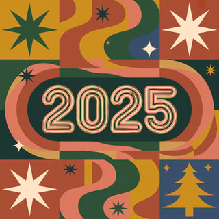 Retro Christmas Art with 70s-80s Patterns