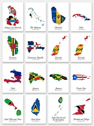 Caribbean Flag-Inspired Map Silhouettes