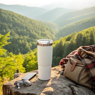 Stainless Steel Tumbler Against Mountain View