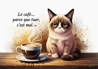 Grumpy Cat with Coffee Art