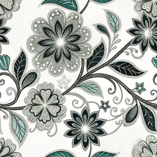 Neon Silver Floral Embroidery Pattern