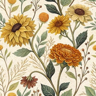 Sunflowers and Marigolds Paper Art