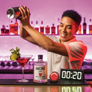 Energetic Bartender Shaking Cocktail