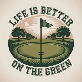Vintage Golf Course Woodcut Art