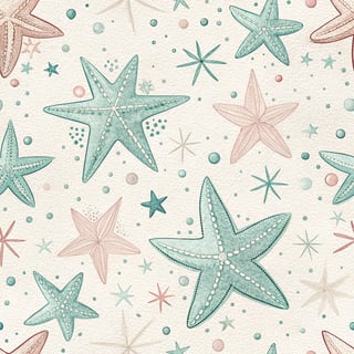 Soft Mint and Blush Atomic Stars Pattern