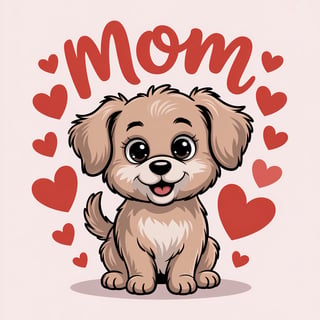 Cute Cartoon Dog with Mom Text