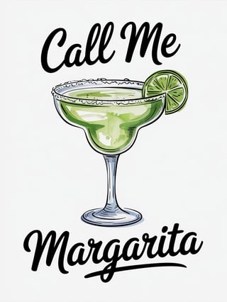 Watercolor Margarita Glass Illustration