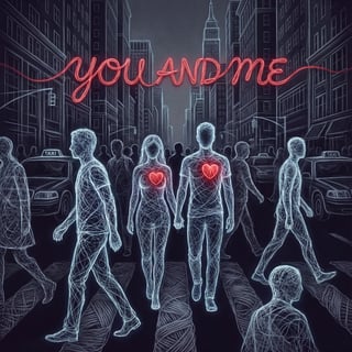 X-ray NYC Street with Glowing Hearts