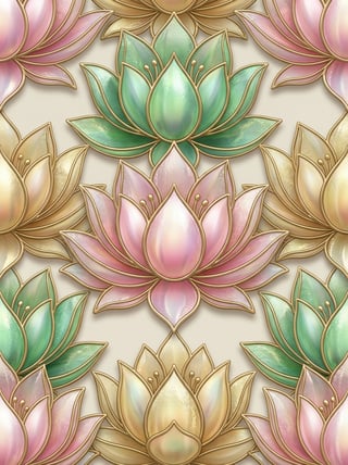 3D Stained Glass Lotus Pattern