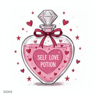 Heart-Shaped Self Love Potion Bottle