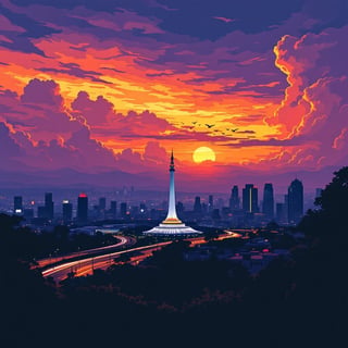Jakarta Sunset Travel Poster