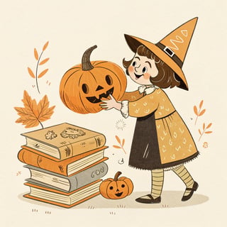Vintage 1940s Halloween Illustration