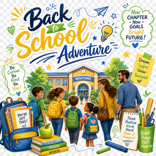 Back to School Scene with Cheerful Students