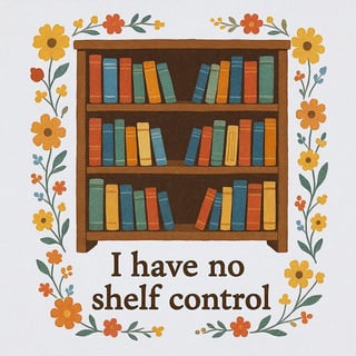 Bookshelf with Floral Design and Quote