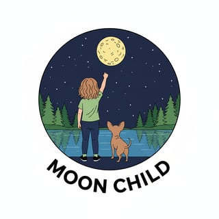 Moon Child Girl and Chihuahua Design