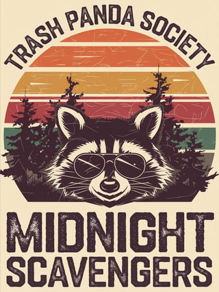 Retro Sunset Raccoon T-Shirt Design