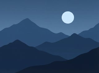 Mountain Silhouette with Full Moon