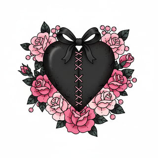 Vintage Black Leather Heart Tattoo