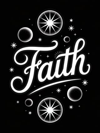 Glowing Faith Design in Black and White