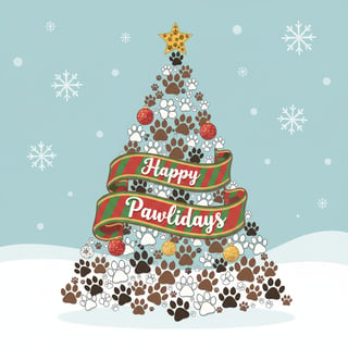 Paw Prints Christmas Tree Graphic