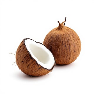 Unopened Coconuts on White Background