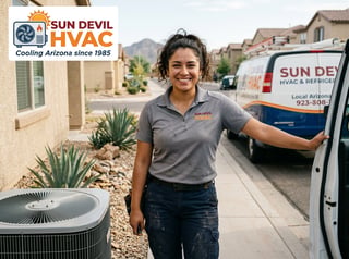 Attractive Female HVAC Worker in Arizona