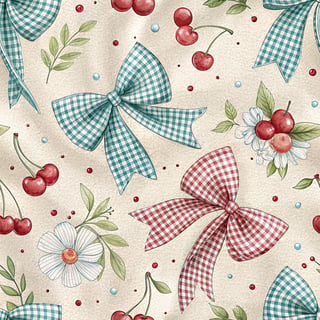 Romantic Cherry and Bow Pattern