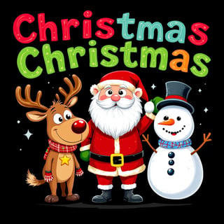 Vibrant Cartoon Christmas Characters