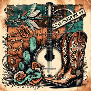 Rustic Country Music Illustration