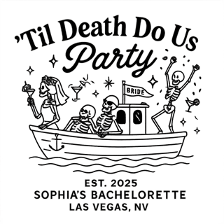 Bachelorette Skeleton Boat Shirt Design