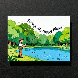 Fishing My Happy Place Cartoon Design