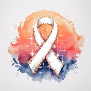 Watercolor White Awareness Ribbon