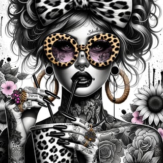Stylized Tattooed Woman Digital Art