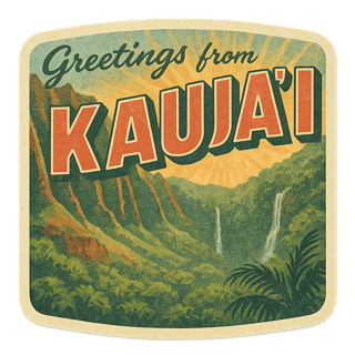 Retro Kauai Travel Postcard Sticker
