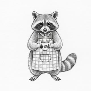 Raccoon Holding Coffee Drawing