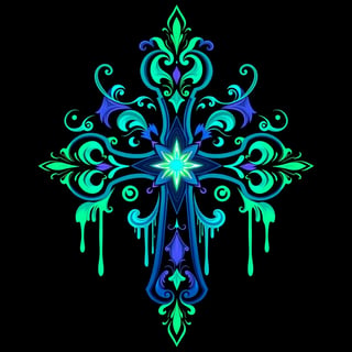 Symmetrical Fantasy Cross Illustration