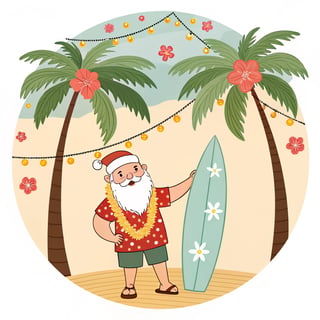 Tropical Santa Ornament Vector