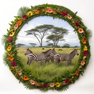 Centered Zebras in Colorful Savanna