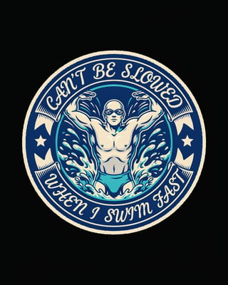 Vintage Swimmer Badge Illustration