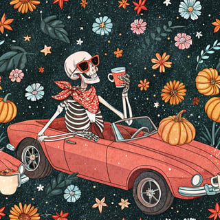 Halloween Skeleton in Convertible