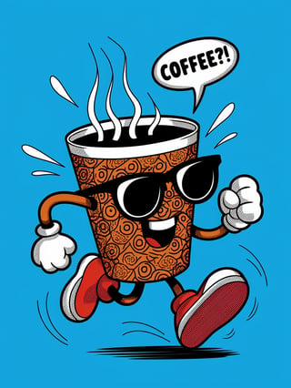 Whimsical Coffee Cup Character Illustration