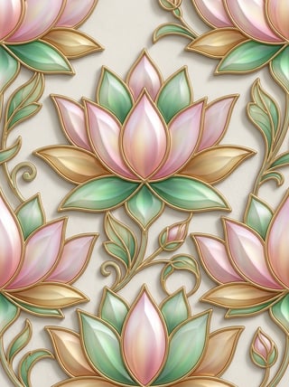 3D Stained Glass Lotus Pattern