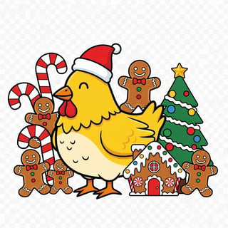 Happy Christmas Cartoon Chicken