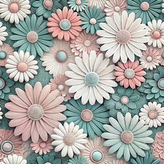 3D Pink and Teal Daisies Art