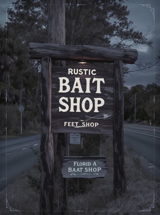 Florida Folk Gothic Bait Shop Sign