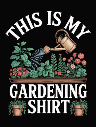 Gardening Shirt with Plant Illustration