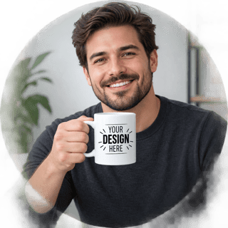 Men Holding Mug Mockup