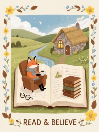Whimsical Book Illustration with Fox