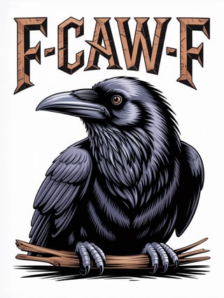 Raven with Earthy Brown Text